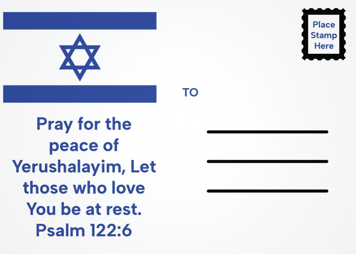 Pray for Israel Postcard 4X6